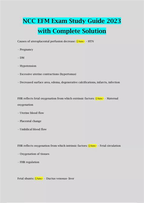 ncc efm exam study guide.